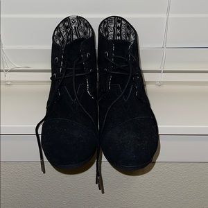 Toms Kala Suede Lace Up Wedge Booties